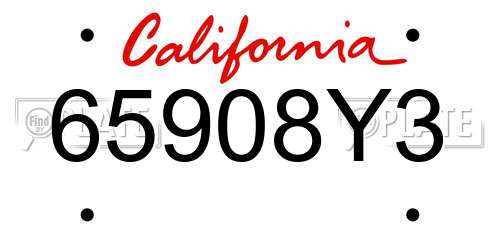 65908Y3 California License Plate