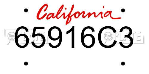 65916C3 California License Plate