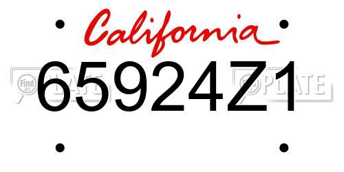 65924Z1 California License Plate