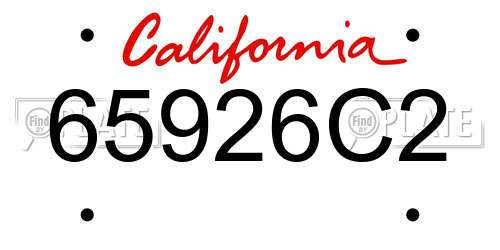 65926C2 California License Plate