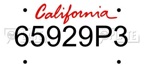 65929P3 California License Plate