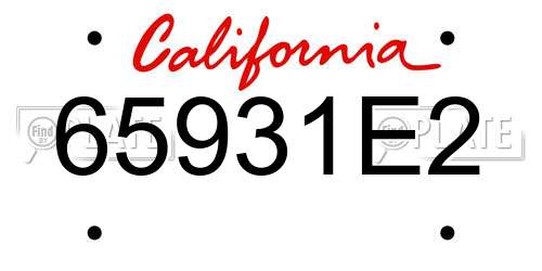 65931E2 California License Plate