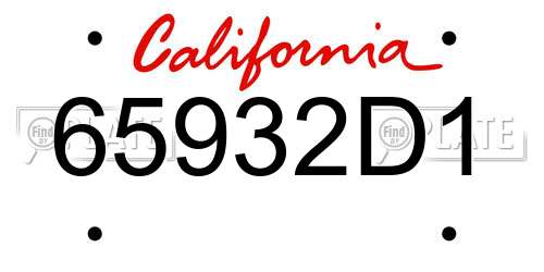 65932D1 California License Plate