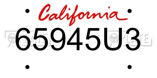 65945U3 California License Plate
