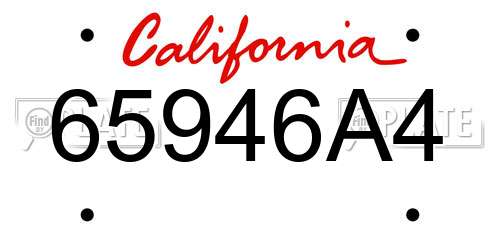 65946A4 California License Plate