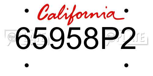 65958P2 California License Plate