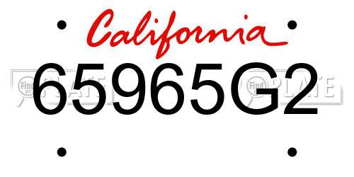 65965G2 California License Plate