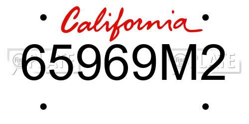 65969M2 California License Plate