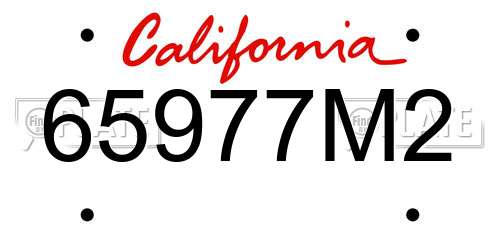 65977M2 California License Plate