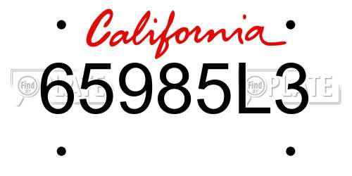 65985L3 California License Plate