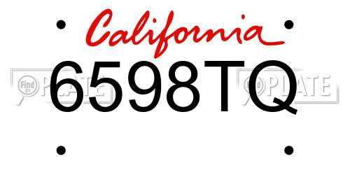 6598TQ California License Plate