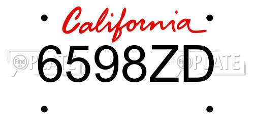 6598ZD California License Plate