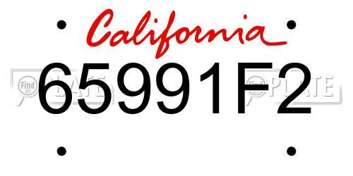 65991F2 California License Plate