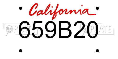 659B20 California License Plate
