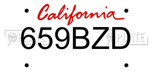 659BZD California License Plate
