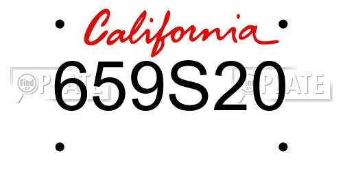 659S20 California License Plate