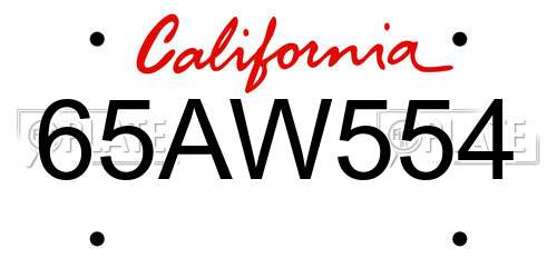 65AW554 California License Plate