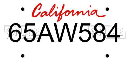 65AW584 California License Plate