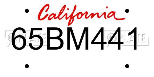 65BM441 California License Plate