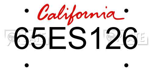 65ES126 California License Plate