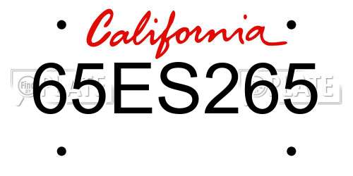 65ES265 California License Plate