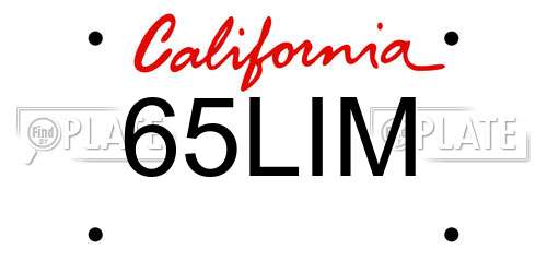 65LIM California License Plate