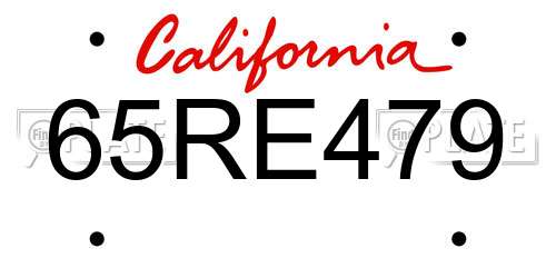 65RE479 California License Plate