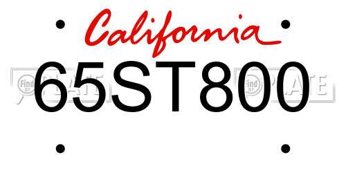 65ST800 California License Plate
