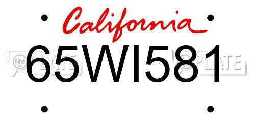 65WI581 California License Plate