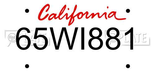 65WI881 California License Plate