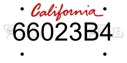 66023B4 California License Plate