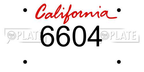 6604 California License Plate