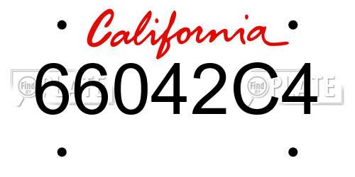 66042C4 California License Plate