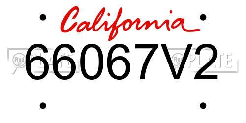 66067V2 California License Plate