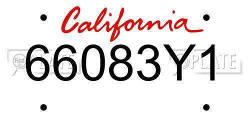 66083Y1 California License Plate