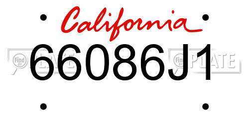 66086J1 California License Plate