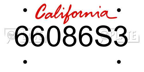 66086S3 California License Plate