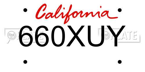 660XUY California License Plate