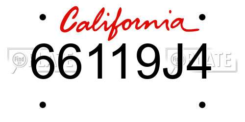 66119J4 California License Plate