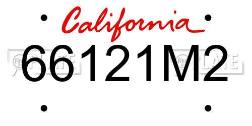 66121M2 California License Plate
