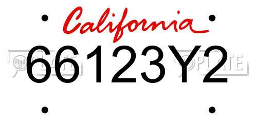 66123Y2 California License Plate