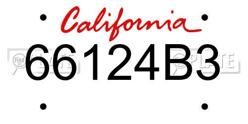 66124B3 California License Plate