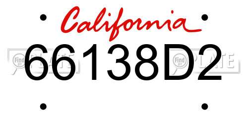 66138D2 California License Plate