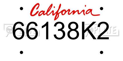 66138K2 California License Plate