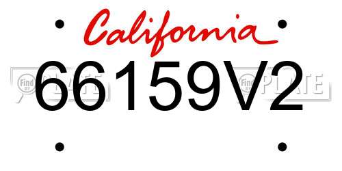 66159V2 California License Plate