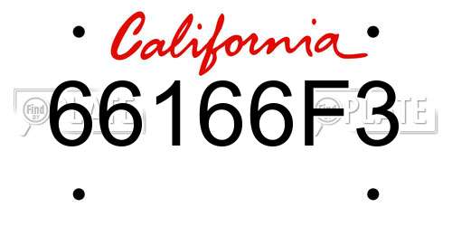 66166F3 California License Plate