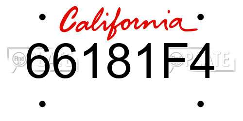 66181F4 California License Plate