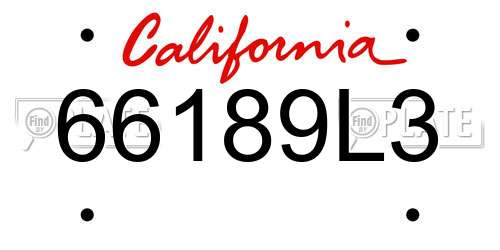 66189L3 California License Plate