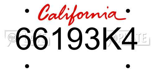 66193K4 California License Plate