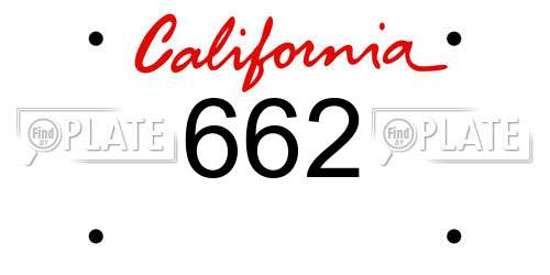 662 California License Plate
